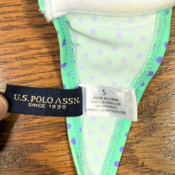 U.S. Polo Assn. Womens Bikini Swim Top Size Small Push Up Dots Sea Green Purple - Picture 7 of 8